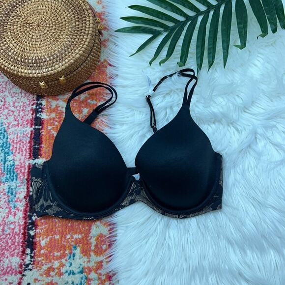 Aerie Neutral Black Lace Full Coverage Bra 34D - Picture 1 of 4